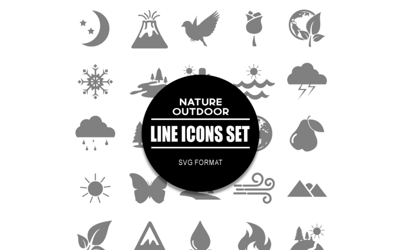 Nature Outdoor Icon Set Pack Adventure Icon Bundle