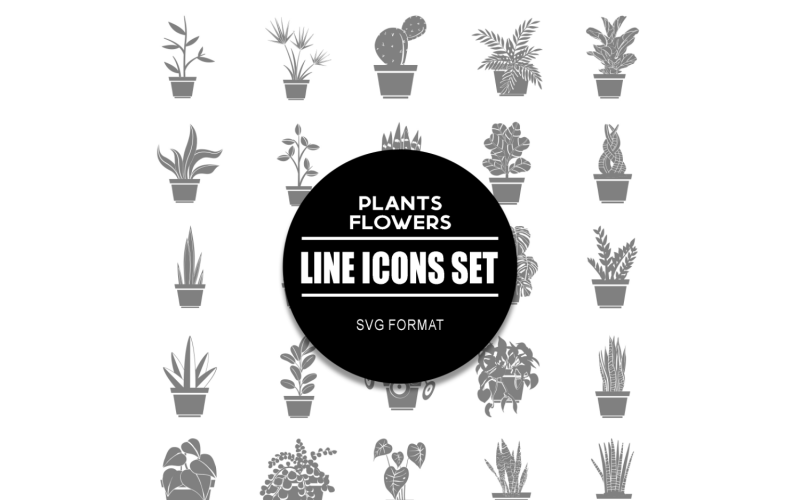 Plants and Flowers Icon Set Icons Bundle