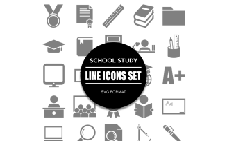 School and Study Icon Set Education Icons Bundle