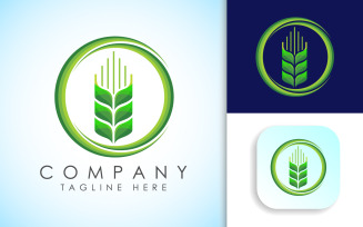 Wheat in Circle. Agriculture Icon Logo Natural Product
