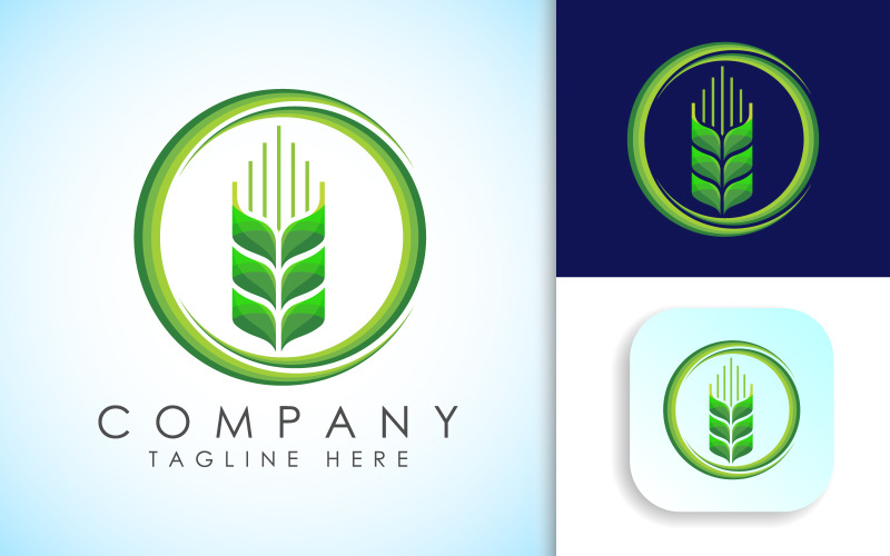 Wheat in Circle. Agriculture Icon Logo Natural Product Logo Template