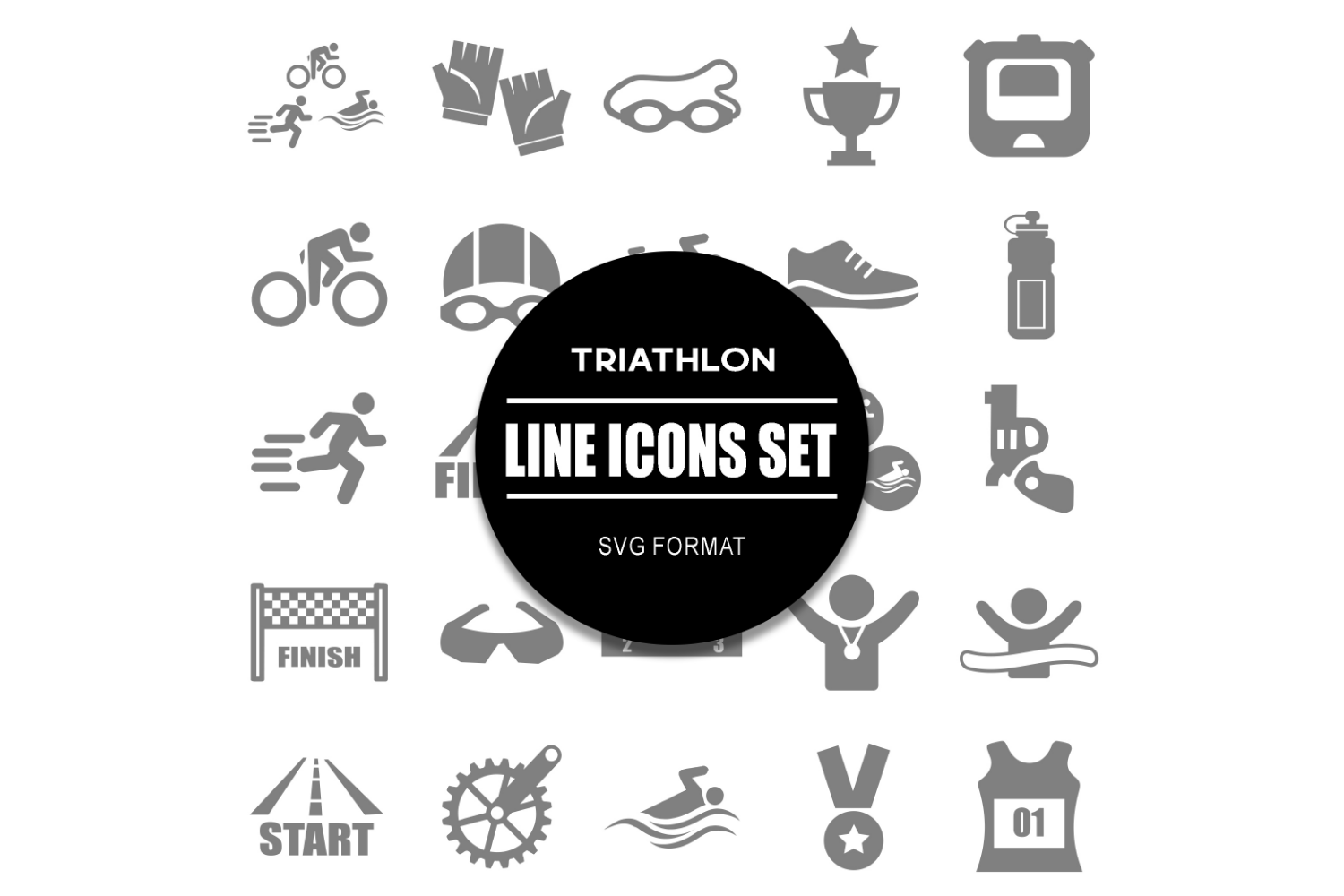 Triathlon Icon Set Sport Triathlet Icon Bundle