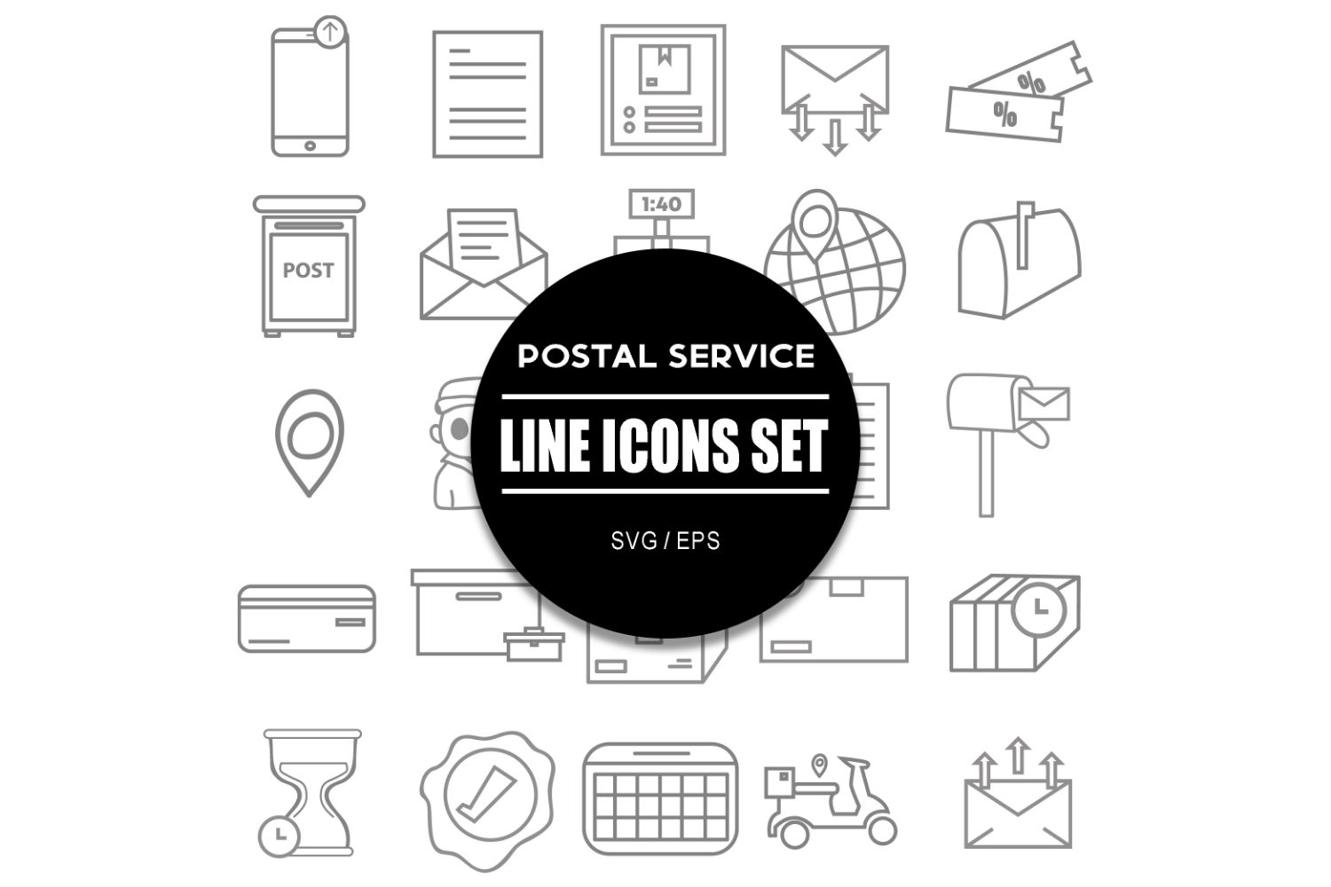 Postal Service Icon Set Shipping Icons Bundle