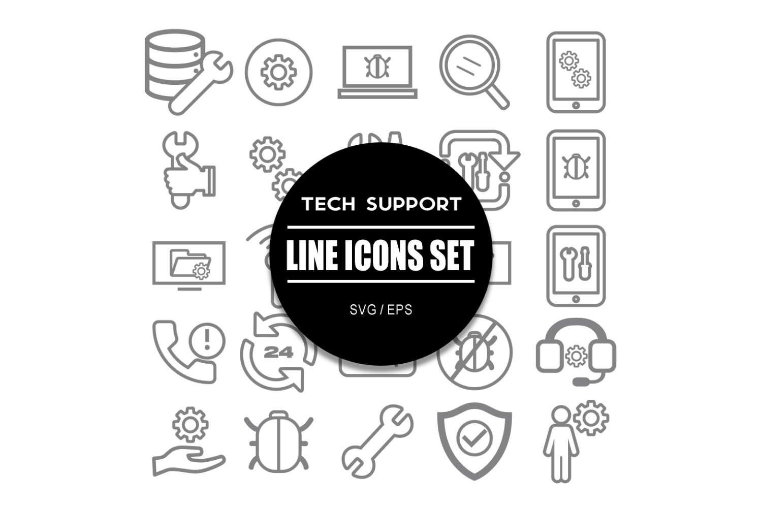 Tech Support Icon Set Icons Bundle