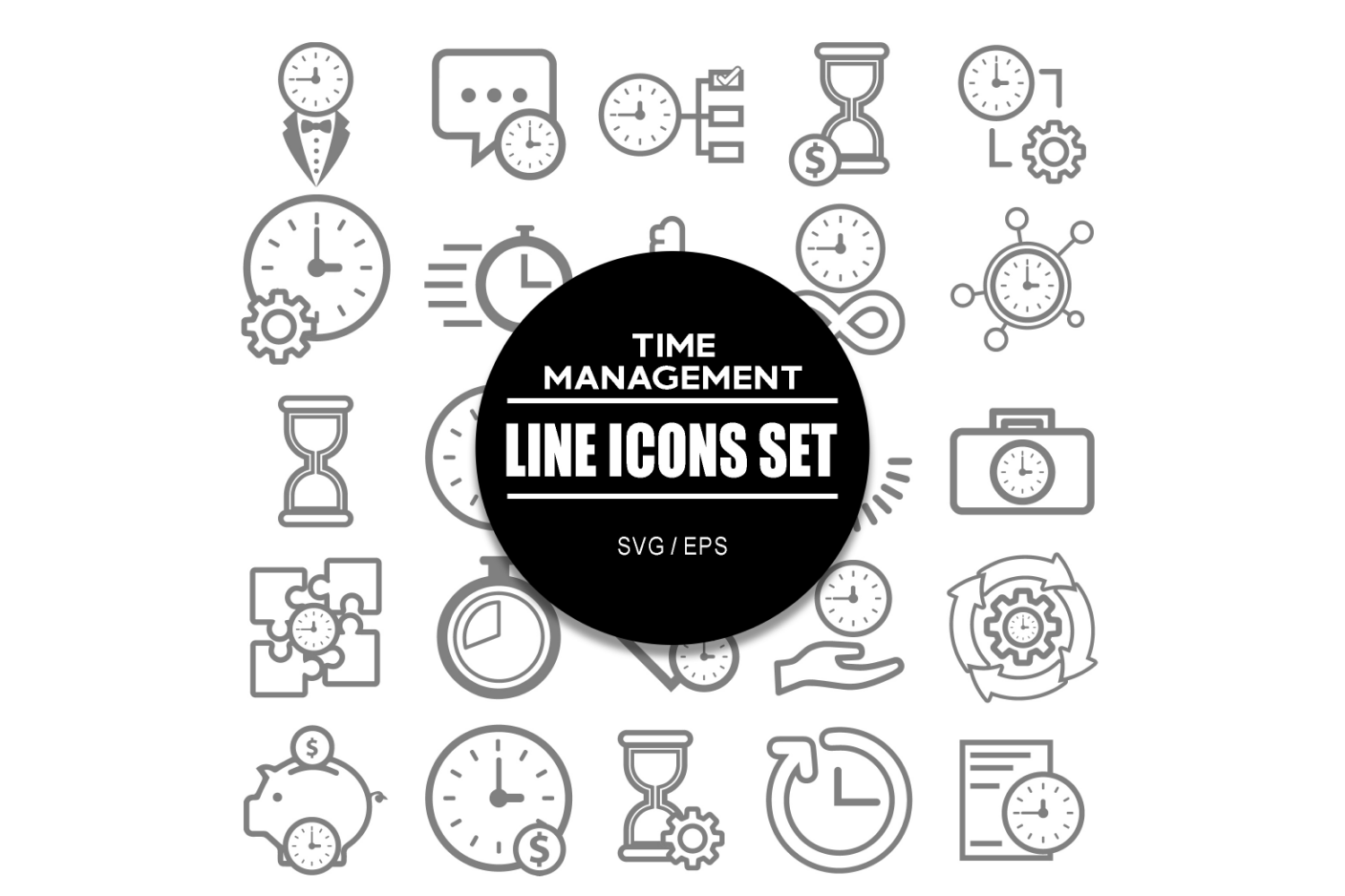 Time Managment Icon Set Time Icons Bundle