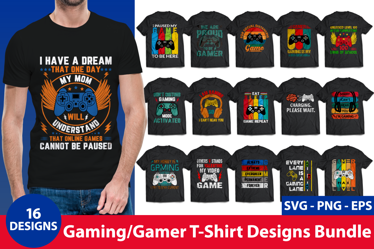 Gaming/Gamer T-Shirt Design Bundle