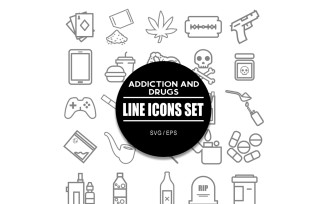 Addiction and Drugs Icon Set Icons Bundle