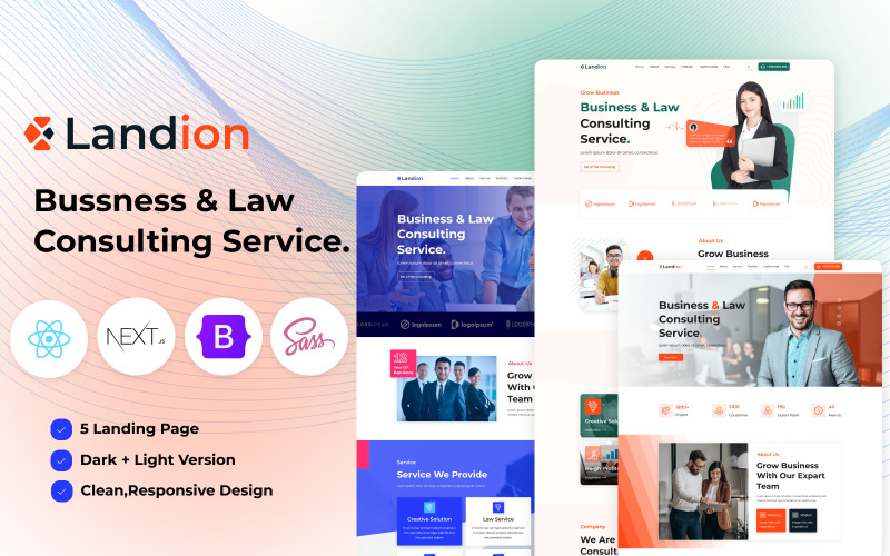 Landion - Bussness & Law Consulting Service React Next JS landing Template Landing Page Template