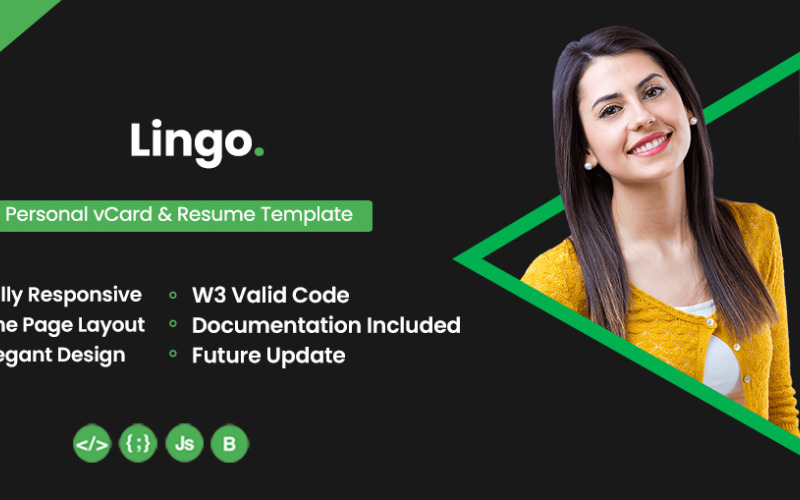 Lingo - Personal vCard and Resume Template Landing Page Template