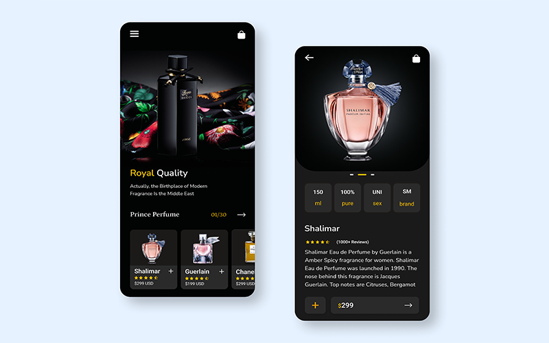 Perfume App Design in Figma UI Element