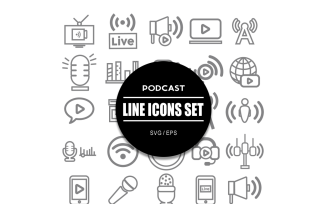Podcast Icon Set Icons Bundle