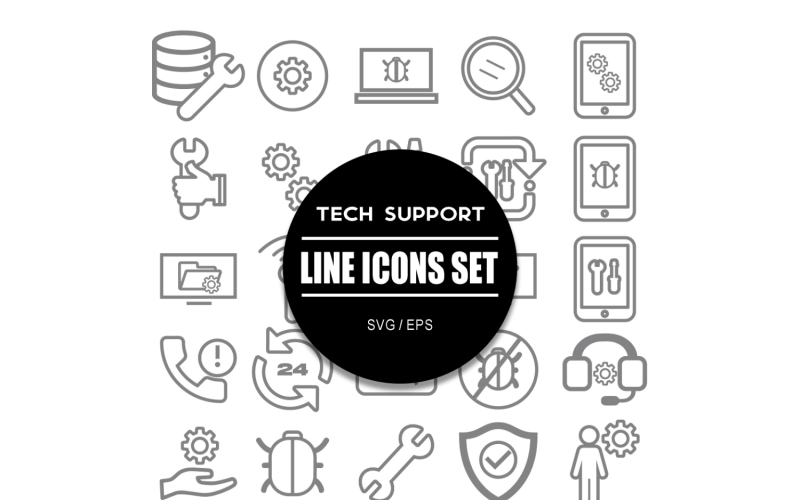 Tech Support Icon Set Icons Bundle