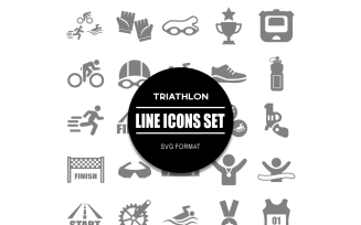 Triathlon Icon Set Sport Triathlet Icon Bundle