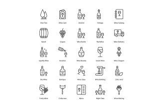 Winery Icon Bundle Wine Icons Set
