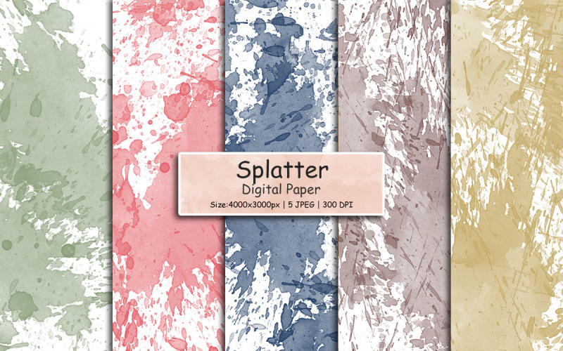 Abstract paint splatter texture background, Watercolor digital paper background, Scrapbook Paper Background