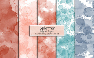 Abstract paint splatter texture background, Watercolor digital paper, Scrapbook Paper background