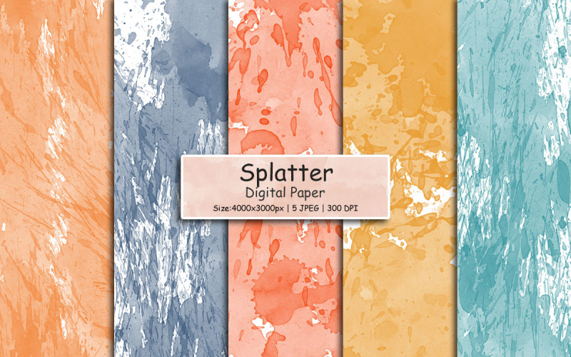 Abstract paint splatter texture background, Watercolor digital paper, Scrapbook Paper Background