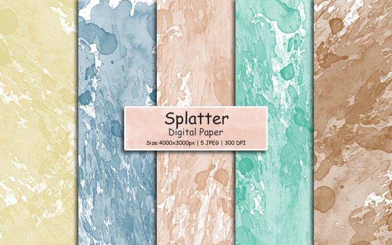 Colorful paint splatter texture background, Watercolor digital paper, Scrapbook Paper background Background