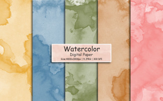 Nature watercolor digital paper pack, Abstract paint splatter texture background