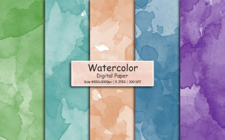 Pastel Watercolor digital paper background, abstract colorful paint splatter texture background