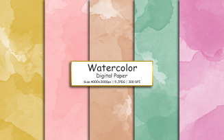 Pastel watercolor digital paper, colorful paint splatter texture background