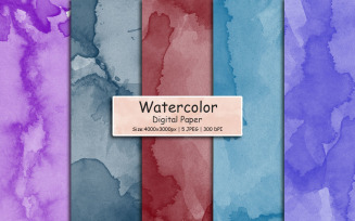 Watercolor Digital Paper Pack, Neutral Colors Watercolor Waves Texture Background