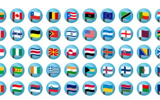 World Countries Flags coloured Vector Icons