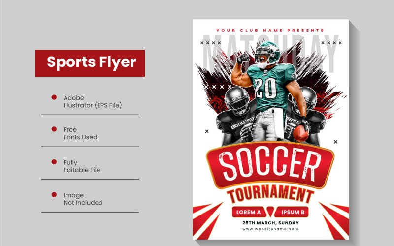 Sports Tournament Flyer Template and Sports event poster design Corporate Identity