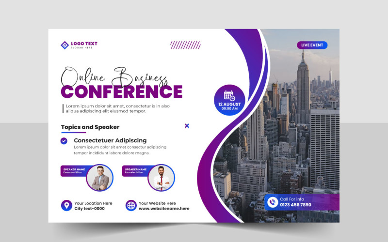Abstract business conference flyer template or online event invitation social media banner design Corporate Identity