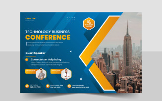 Business conference flyer template bundle or online event webinar conference social media banner