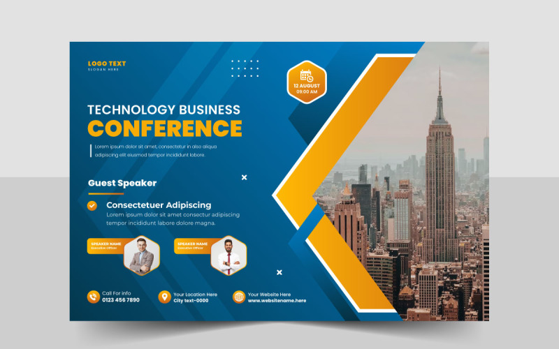 Business conference flyer template bundle or online event webinar conference social media banner Corporate Identity