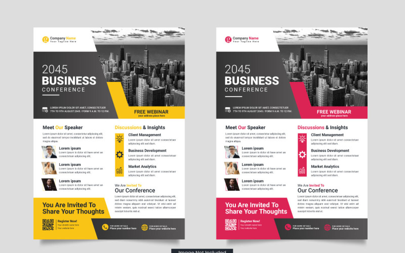 Business conference flyer template or business live webinar conference banner Illustration