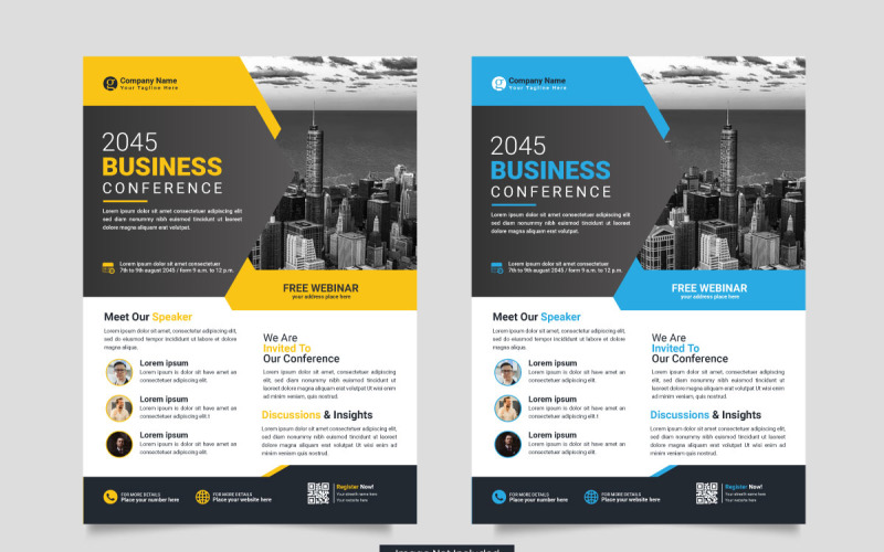 business conference flyer template or business live webinar Illustration