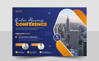 Business conference flyer template or live webinar event invitation social media web banner design