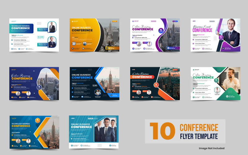 Business conference flyer template set or webinar event invitation social media web banner bundle Corporate Identity
