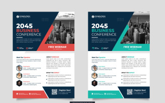 corporate business conference flyer template or business live webinar conference banner