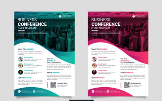 corporate business conference flyer template or business live webinar conference