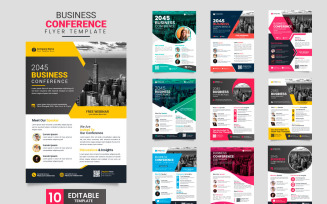 corporate business conference flyer template or business webinar conference