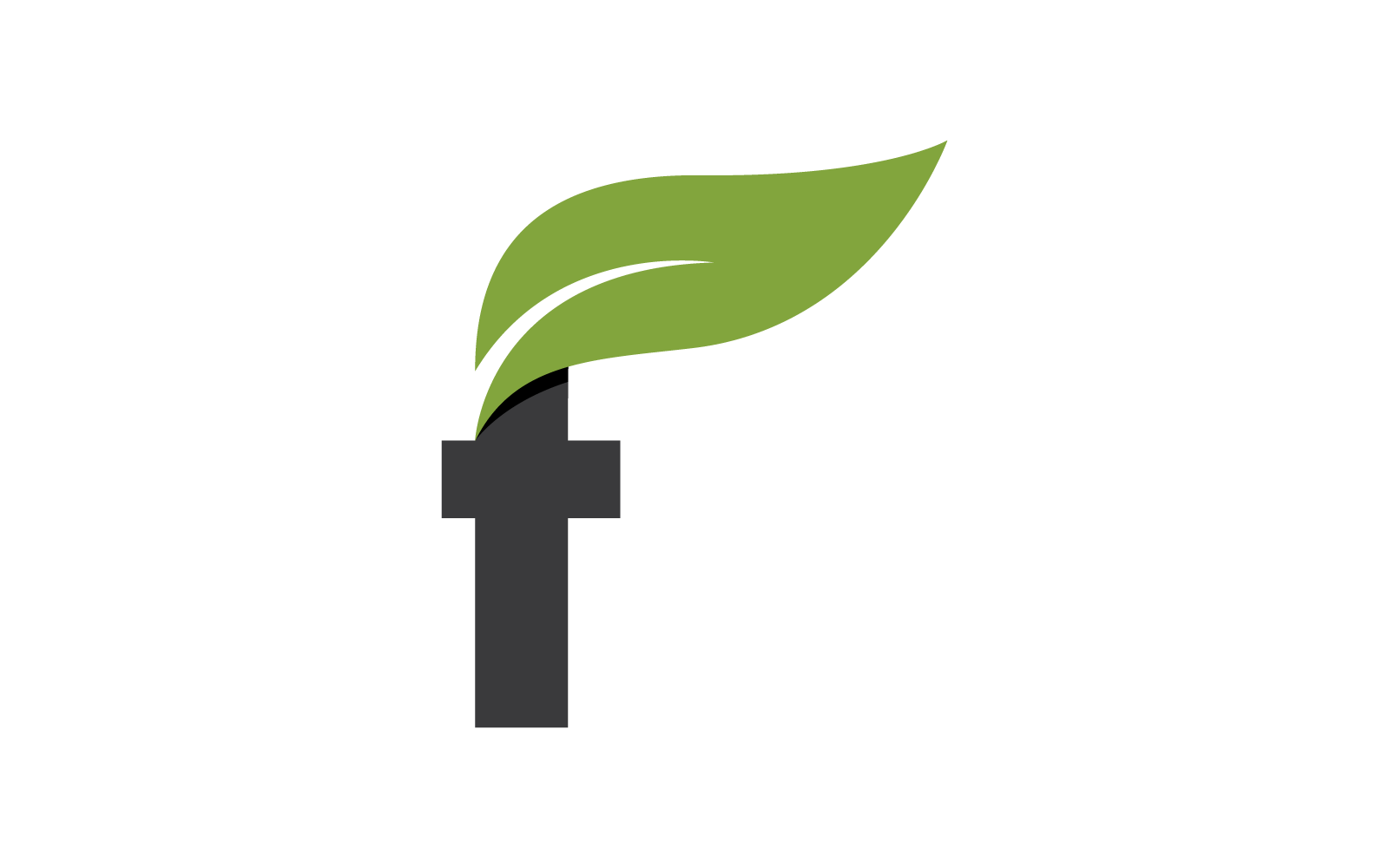 F Initial letter with green leaf logo vector flat design