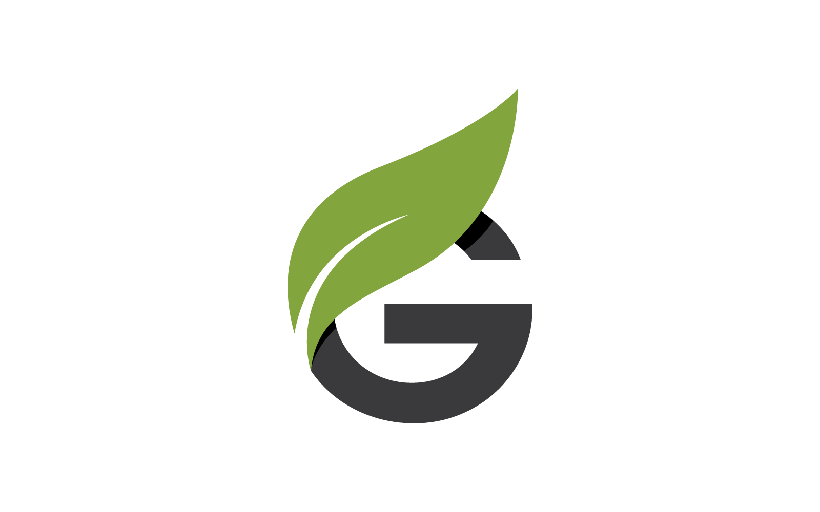 G Initial letter with green leaf logo vector flat design