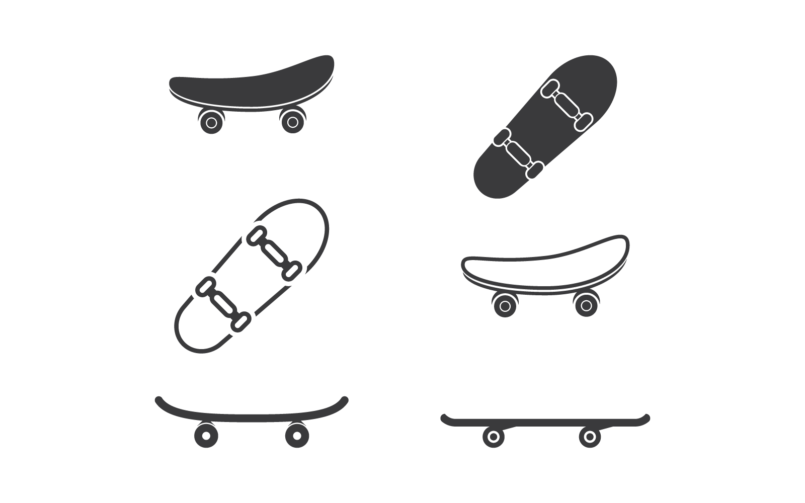 Grup de l'icône du logo Skateboard isolé sur fond blanc