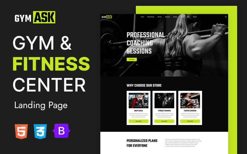 Gymask - Gym and Fitness Bootstrap HTML5 One Page Template Landing Page Template