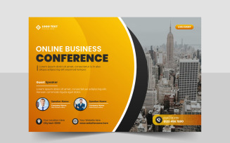 Horizontal business conference flyer template bundle or event conference social media banner layout