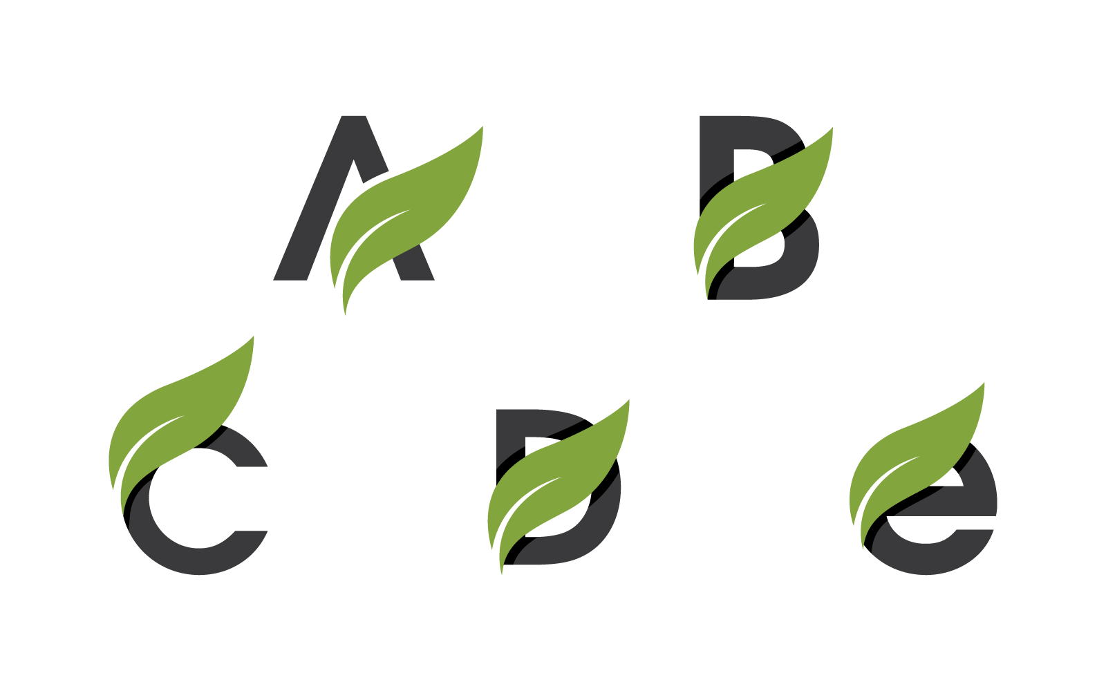 Initial letter with green leaf logo vector flat design