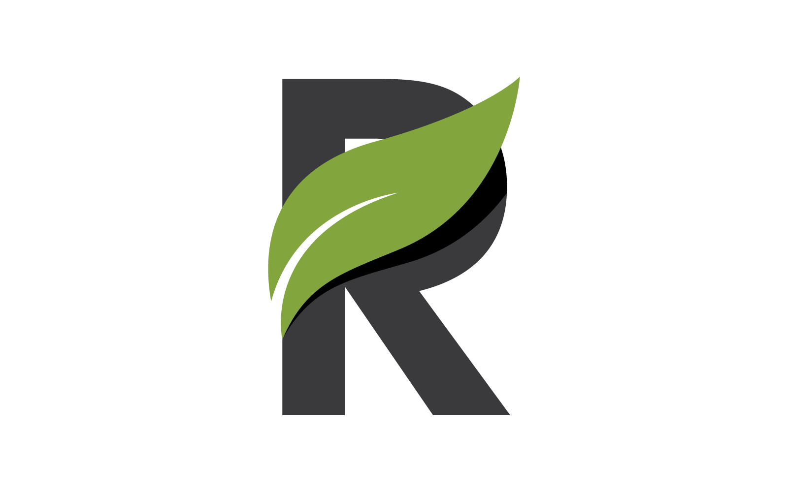 R Initial letter with green leaf logo vector flat design Logo Template