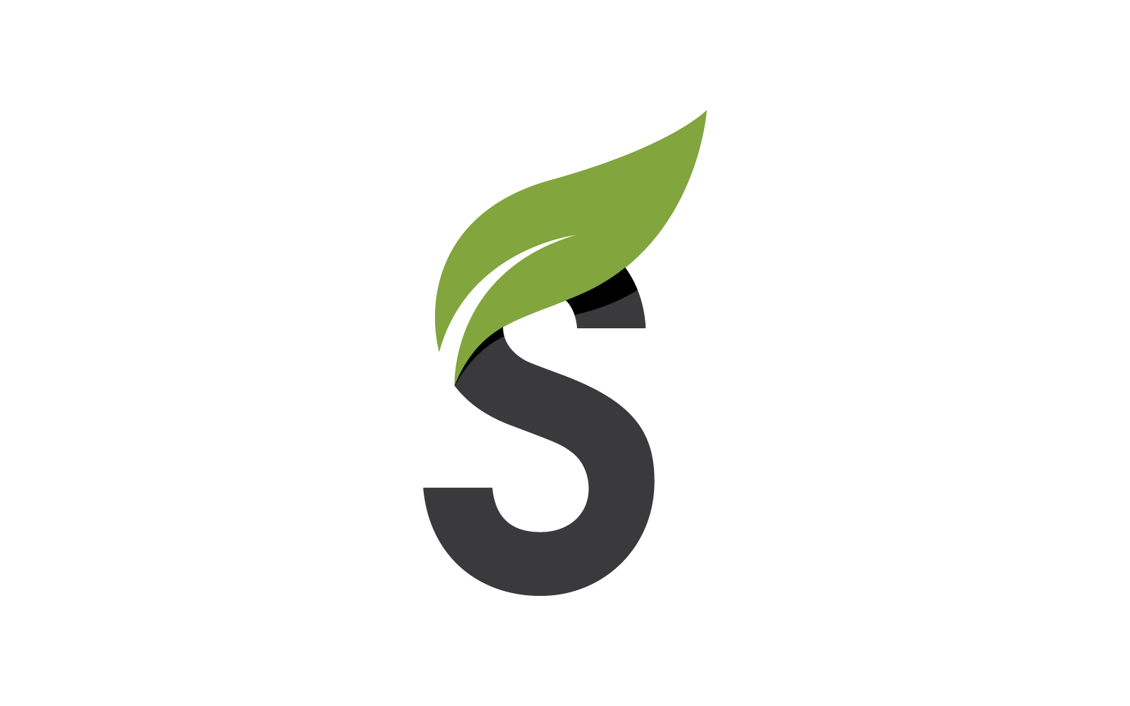 S Initial letter with green leaf logo vector flat design