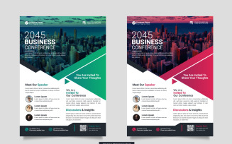 Vector business conference flyer template or business live webinar conference