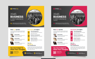 Vector corporate business conference flyer template or business live webinar