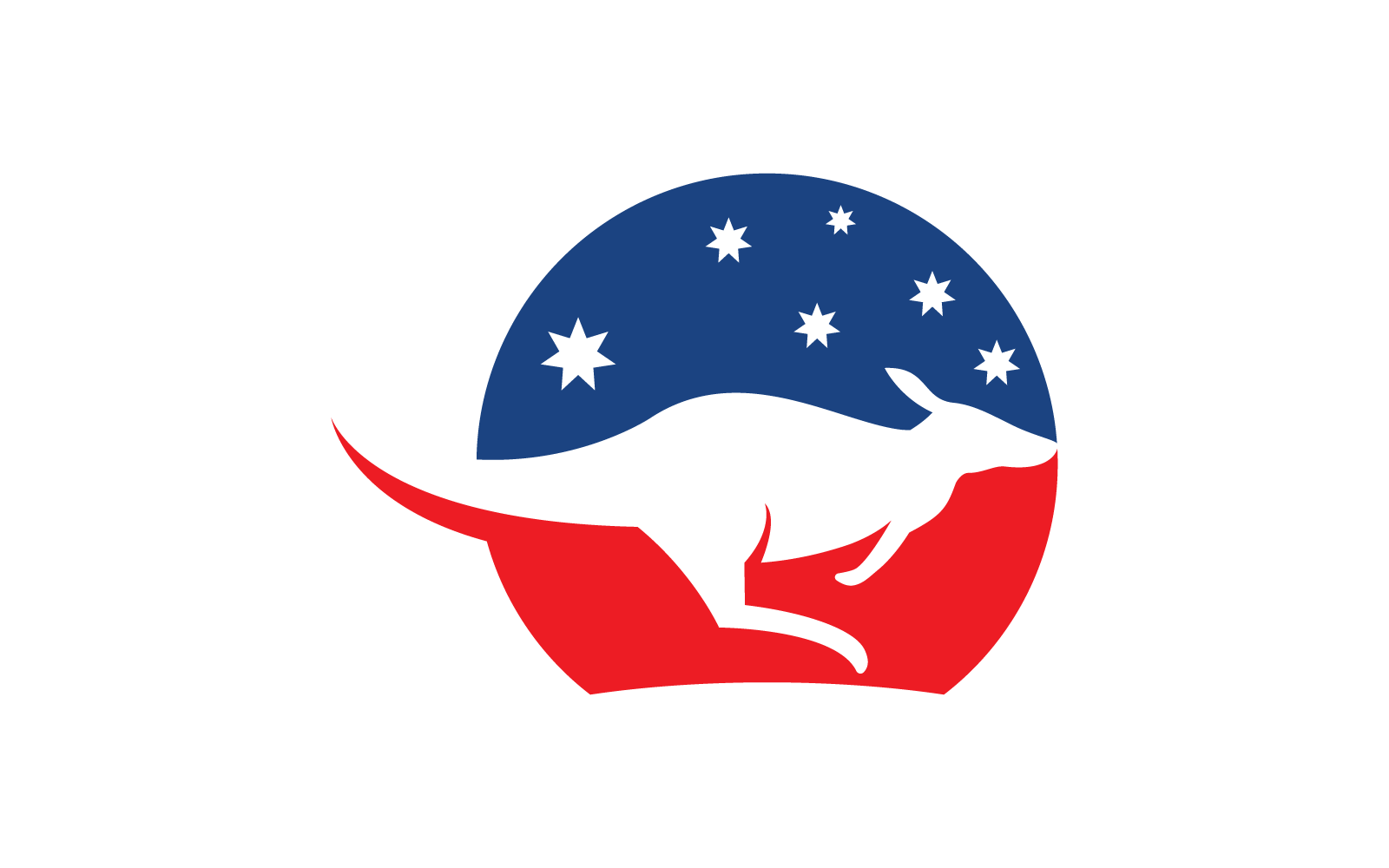 Blauwe en rode kangoeroe illustratie sjabloon vector embleemontwerp