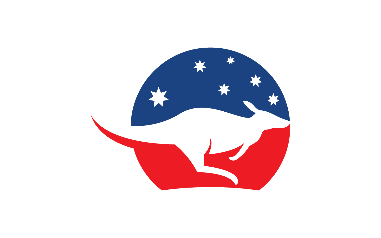 Blue and red Kangaroo illustration logo template vector design